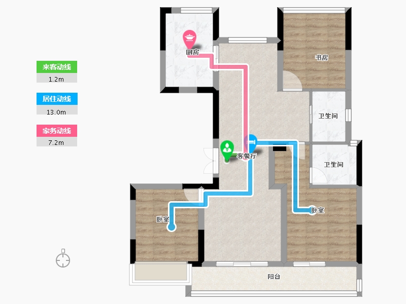 浙江省-金华市-中天江上明月-86.00-户型库-动静线