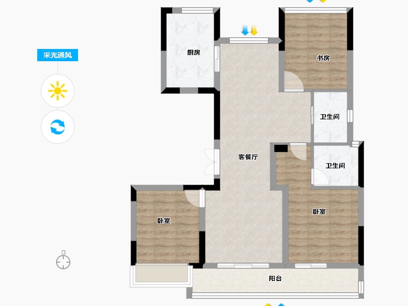 浙江省-金华市-中天江上明月-86.00-户型库-采光通风