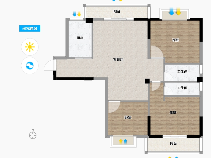 福建省-莆田市-凤达·南湖佳园-105.02-户型库-采光通风