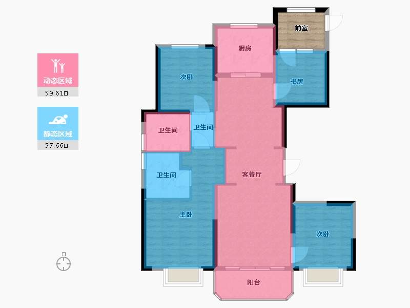 浙江省-宁波市-龙湖天琅-111.00-户型库-动静分区