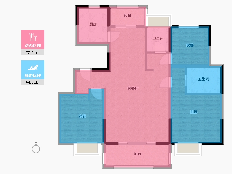 江苏省-南通市-丽景湾Plus-100.00-户型库-动静分区