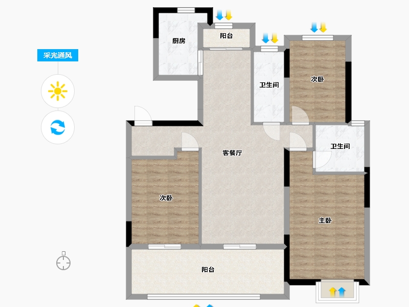 江苏省-南通市-远创紫樾台-106.00-户型库-采光通风