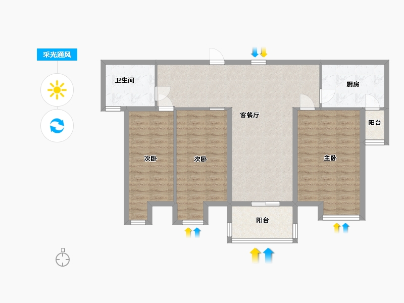 江苏省-淮安市-海通花园银座-93.50-户型库-采光通风