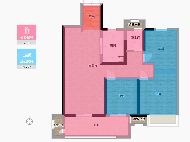 江苏省-淮安市-涟水吾悦广场-80.00-户型库-动静分区