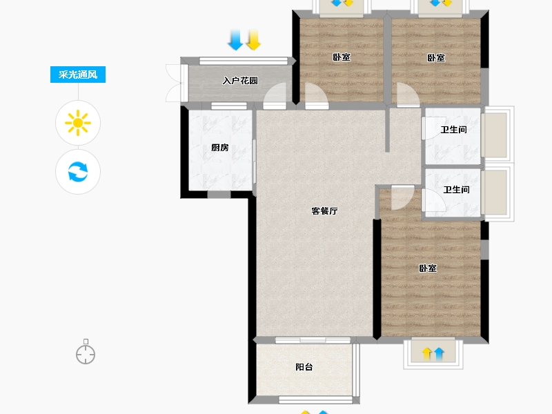 福建省-福州市-贵安新天地公寓-87.00-户型库-采光通风