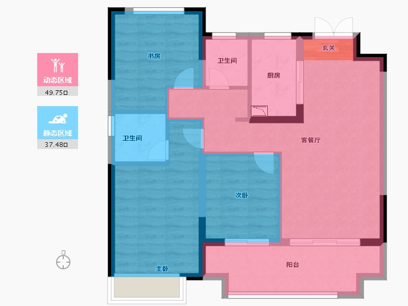 安徽省-滁州市-荣盛明湖书苑-78.00-户型库-动静分区