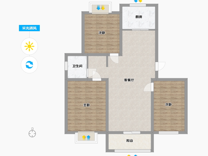 江苏省-淮安市-嘉润鸿锦苑-91.99-户型库-采光通风