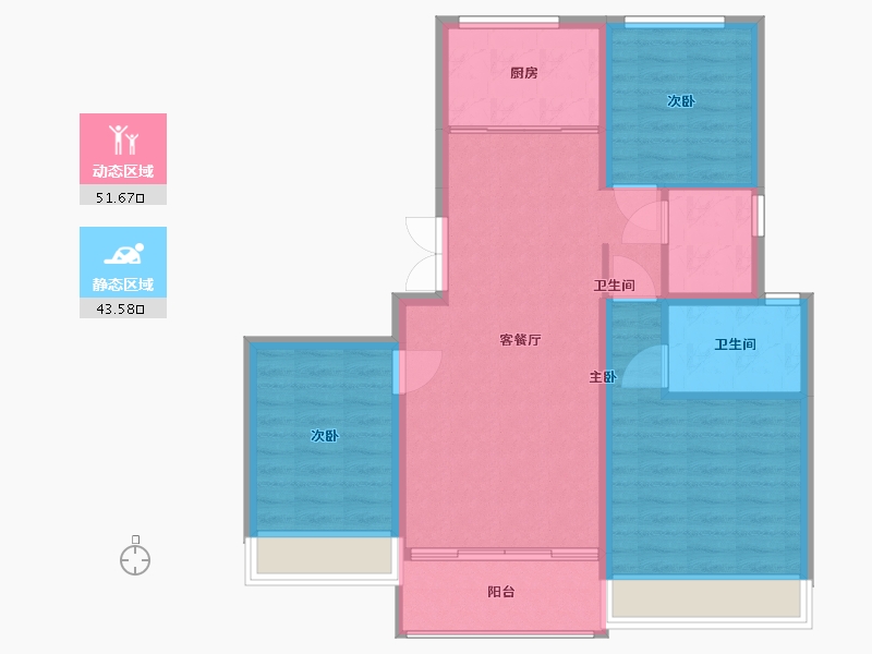 江苏省-苏州市-澎湃东区-86.33-户型库-动静分区