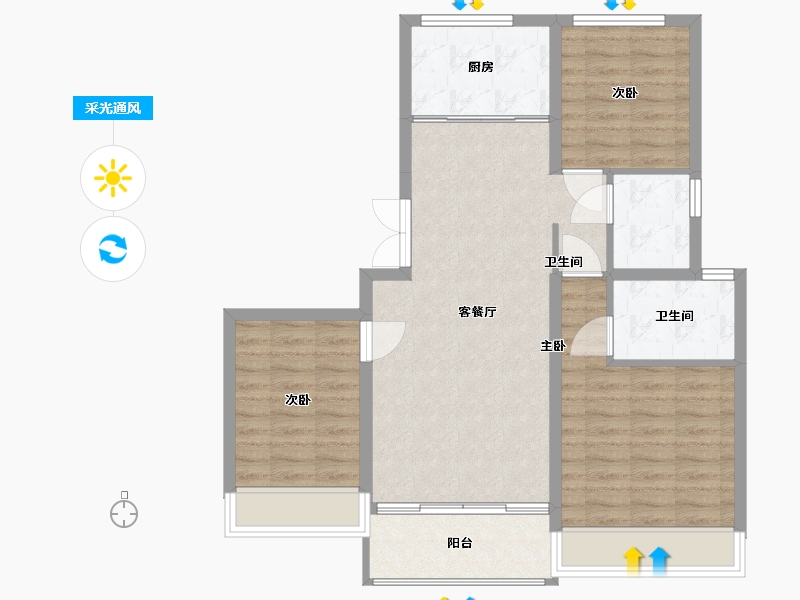 江苏省-苏州市-澎湃东区-86.33-户型库-采光通风