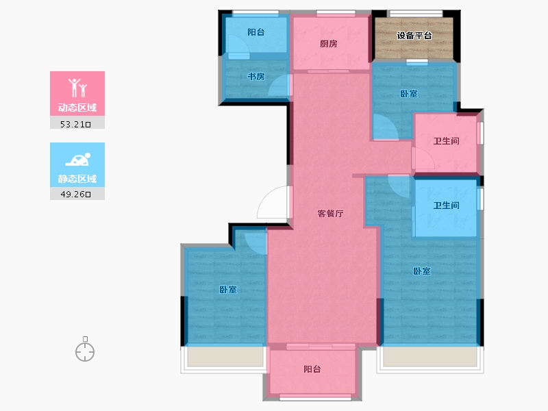 浙江省-金华市-美的美辰园-96.00-户型库-动静分区