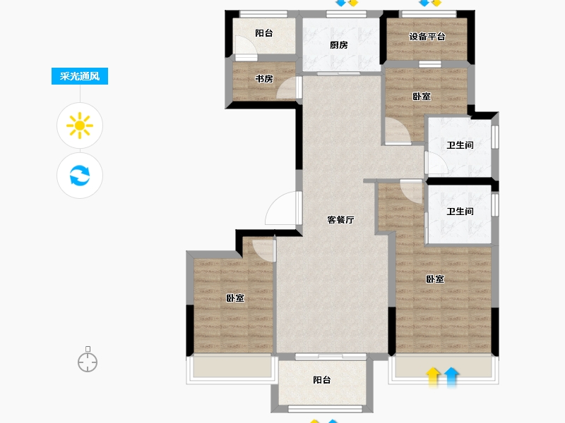 浙江省-金华市-美的美辰园-96.00-户型库-采光通风