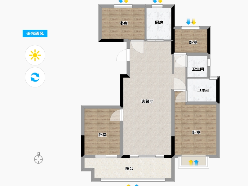 浙江省-湖州市-安吉中梁壹号院-101.24-户型库-采光通风