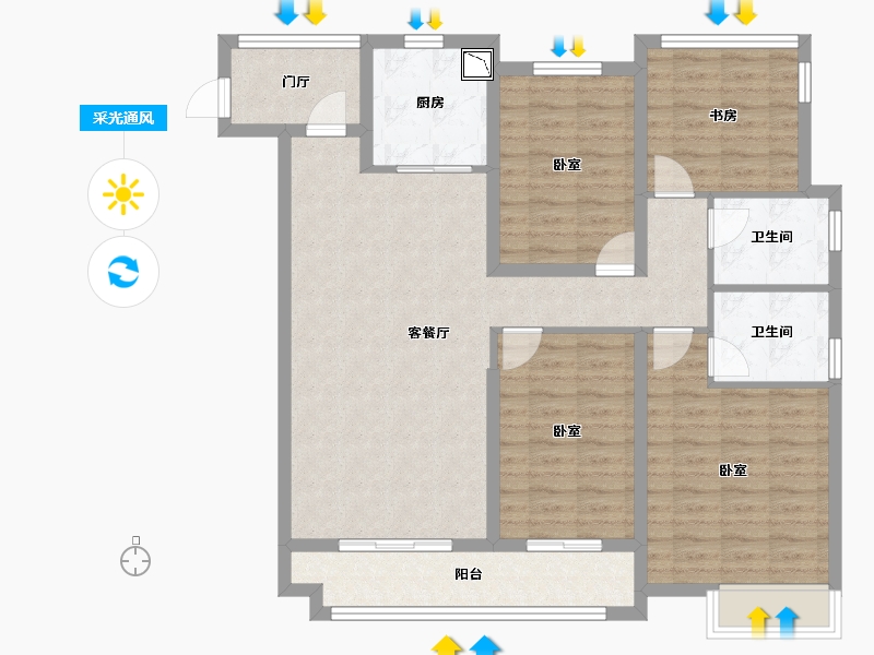 浙江省-宁波市-万年卡美丽亚-108.07-户型库-采光通风