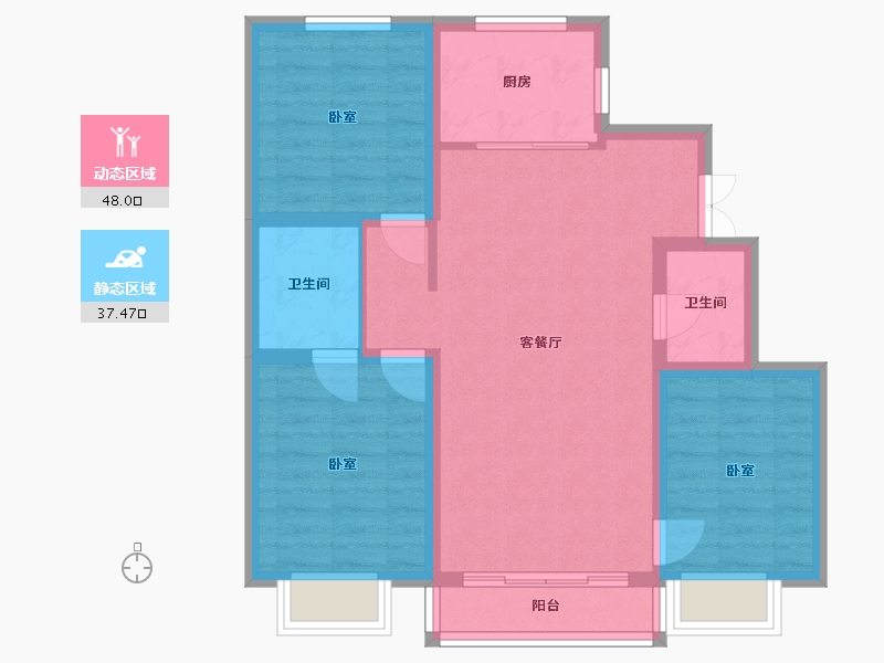 吉林省-四平市-公主岭禧院-76.15-户型库-动静分区