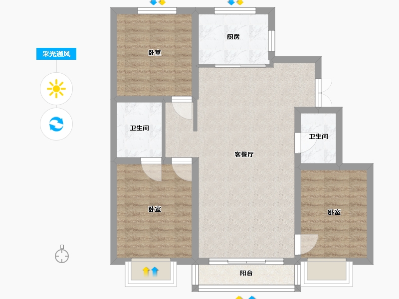 吉林省-四平市-公主岭禧院-76.15-户型库-采光通风