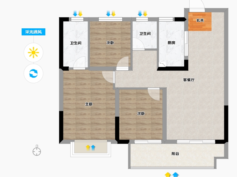 安徽省-滁州市-明发水韵桃源-84.01-户型库-采光通风