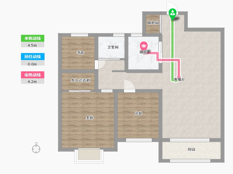 江苏省-淮安市-嘉润鸿锦苑-88.80-户型库-动静线