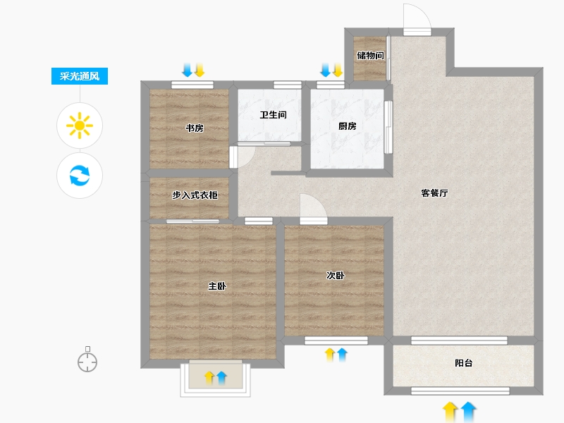 江苏省-淮安市-嘉润鸿锦苑-88.80-户型库-采光通风