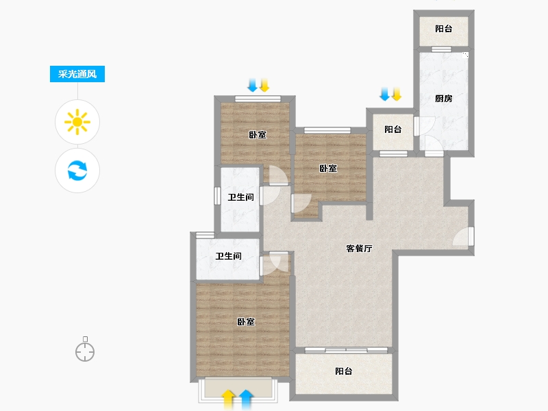 浙江省-湖州市-湖州恒大悦珑湾-100.00-户型库-采光通风