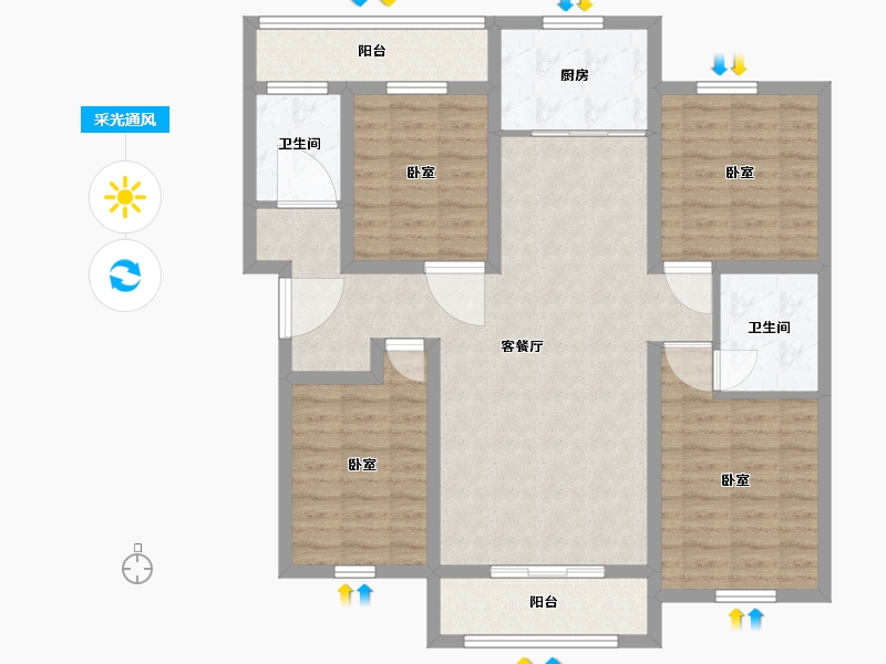 宁夏回族自治区-银川市-吉泰泰安世家-107.00-户型库-采光通风