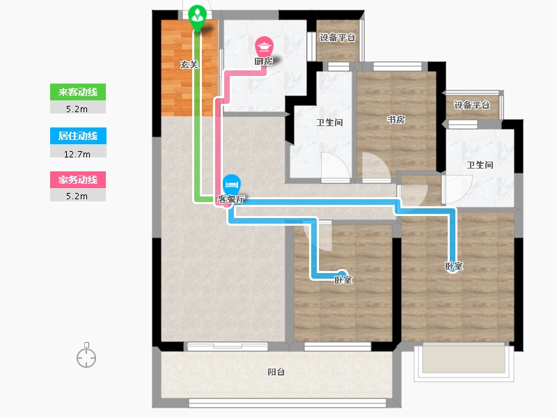 浙江省-宁波市-万科·东潮之滨-79.34-户型库-动静线