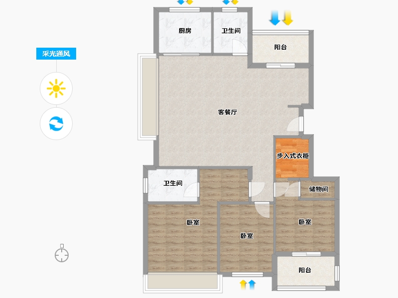 浙江省-湖州市-香悦四季-108.00-户型库-采光通风