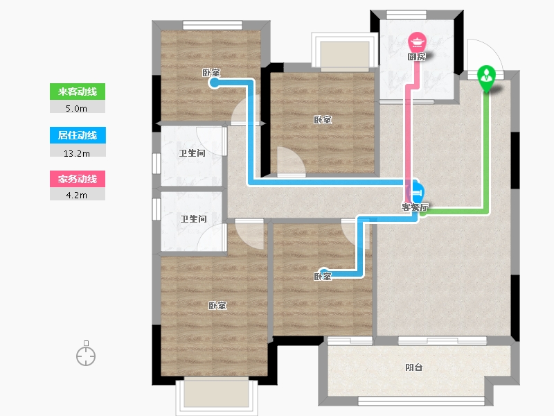 福建省-福州市-禹洲融信·CONE玺湾-83.19-户型库-动静线