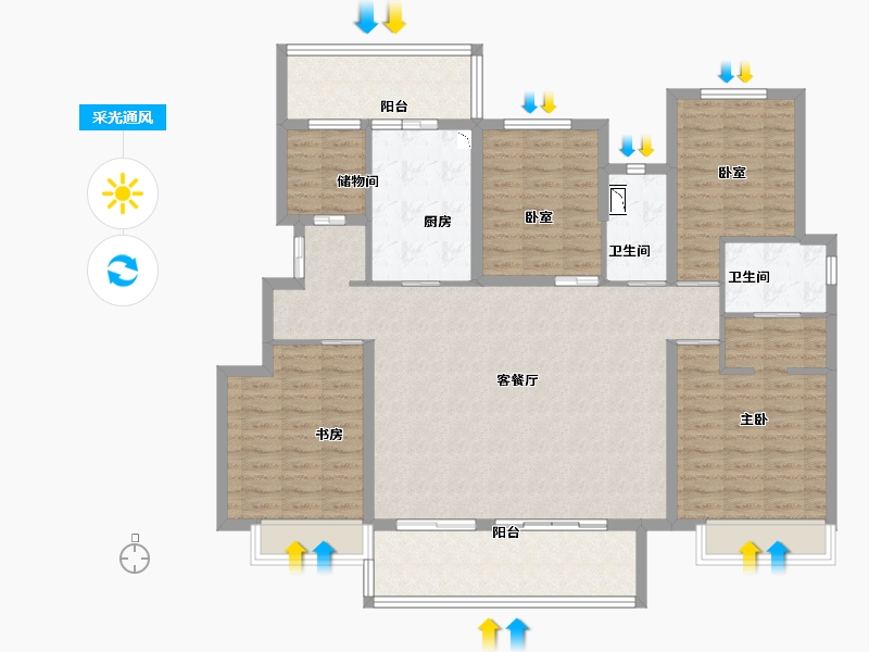 安徽省-合肥市-万科苏高新中央公园-138.00-户型库-采光通风