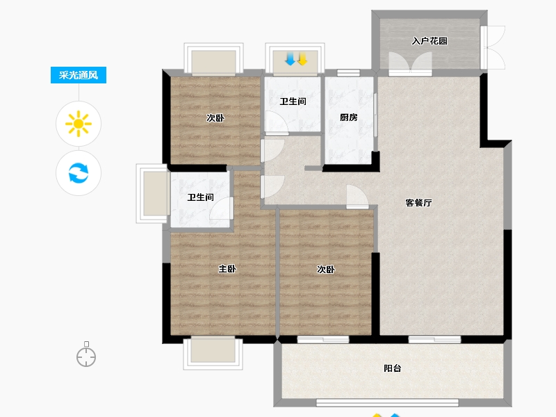 江苏省-南通市-沪润金域蓝湾-102.00-户型库-采光通风