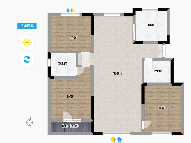 宁夏回族自治区-银川市-舜天润泽府-102.00-户型库-采光通风