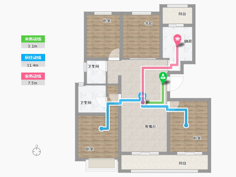 浙江省-宁波市-雅戈尔壹号-111.00-户型库-动静线