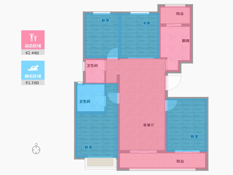 浙江省-宁波市-雅戈尔壹号-111.00-户型库-动静分区