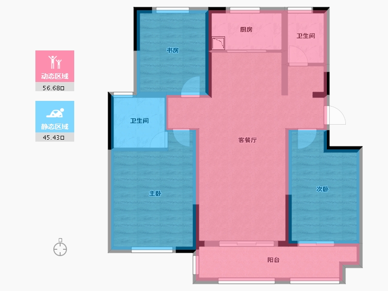 江苏省-徐州市-盛业和园-90.72-户型库-动静分区