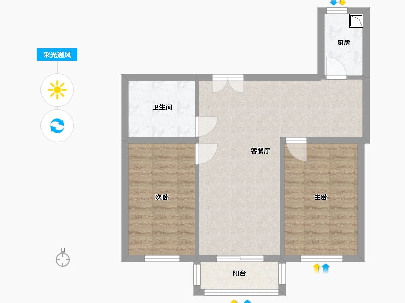 河北省-唐山市-富景园-63.85-户型库-采光通风