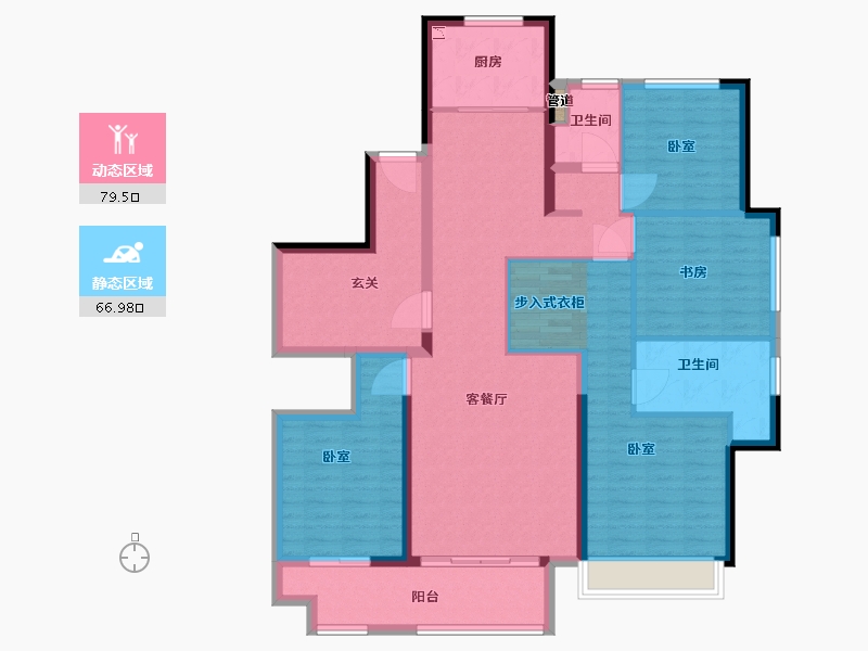 宁夏回族自治区-银川市-万科翡翠公园-132.00-户型库-动静分区