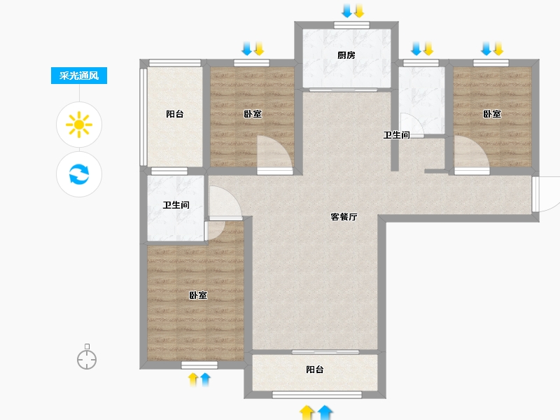 宁夏回族自治区-银川市-吉泰泰安世家-101.00-户型库-采光通风