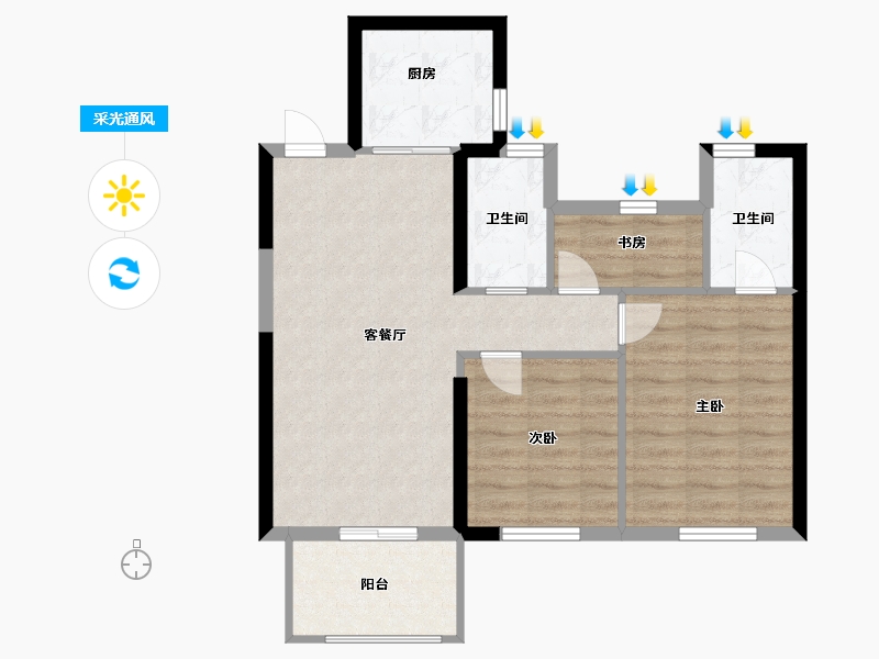 福建省-宁德市-懋富·金滩观海-71.00-户型库-采光通风