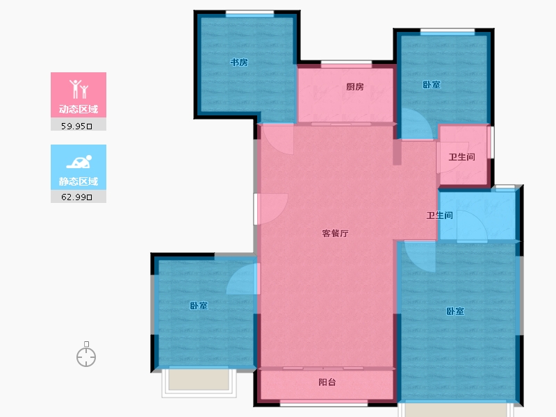 宁夏回族自治区-银川市-金域蓝湾·耀徕-112.00-户型库-动静分区