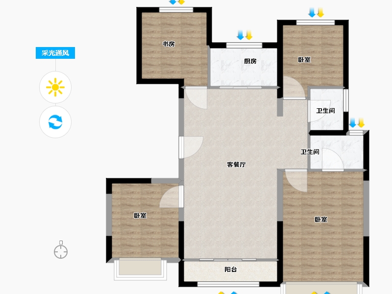 宁夏回族自治区-银川市-金域蓝湾·耀徕-112.00-户型库-采光通风