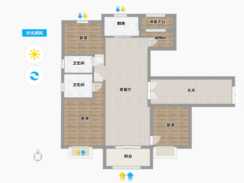 浙江省-湖州市-惠丰悦君府-111.20-户型库-采光通风