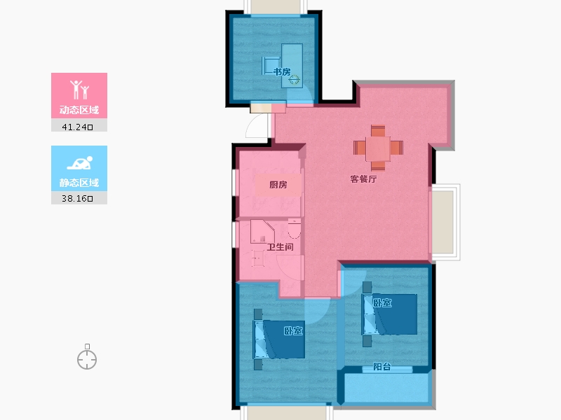 浙江省-宁波市-格兰春晨二期加州里-71.00-户型库-动静分区