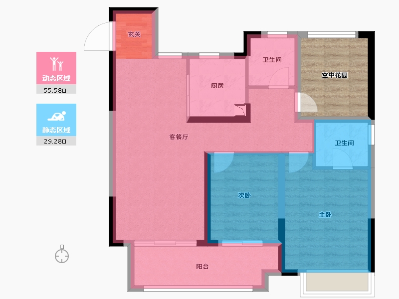 安徽省-滁州市-万兴奥园江海亭川-84.00-户型库-动静分区