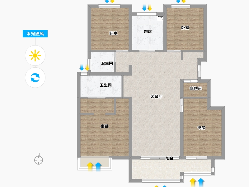 安徽省-合肥市-万科苏高新中央公园-111.00-户型库-采光通风