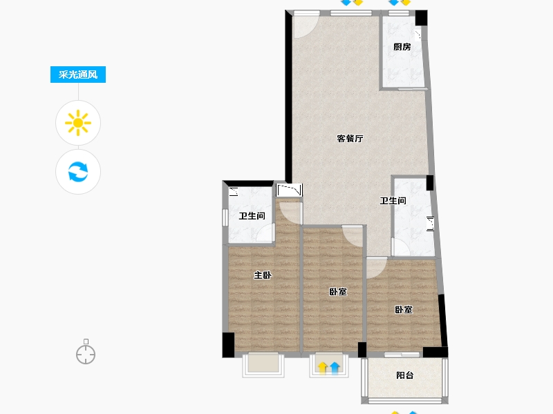 福建省-莆田市-凤达·南湖佳园-106.35-户型库-采光通风