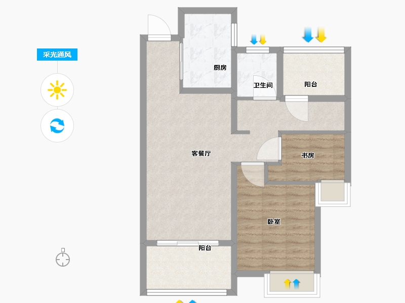 江苏省-苏州市-新城红树湾-68.19-户型库-采光通风