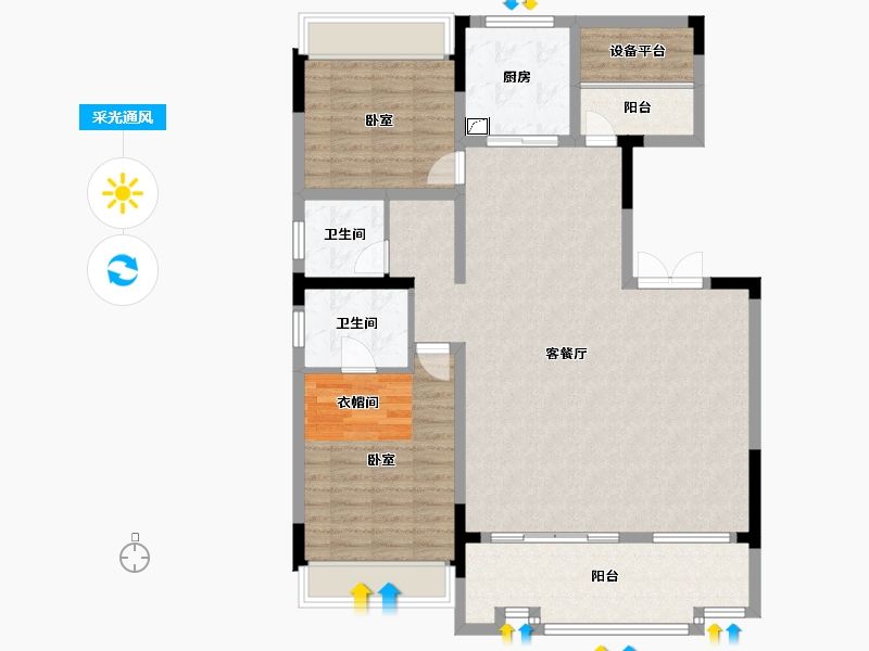 安徽省-合肥市-高速·时代公馆-113.00-户型库-采光通风