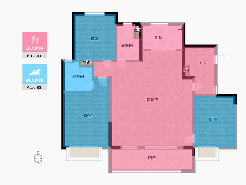 宁夏回族自治区-银川市-万科翡翠公园-100.00-户型库-动静分区