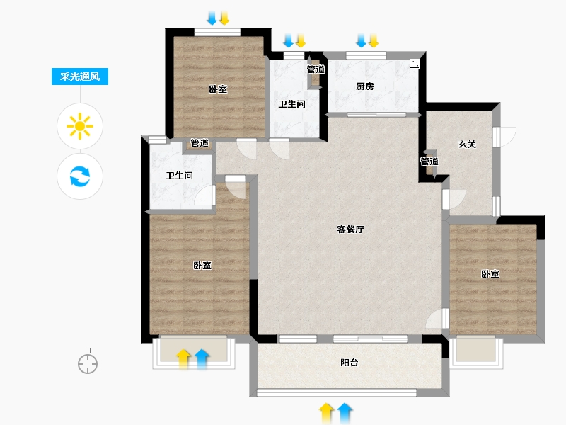 宁夏回族自治区-银川市-万科翡翠公园-100.00-户型库-采光通风