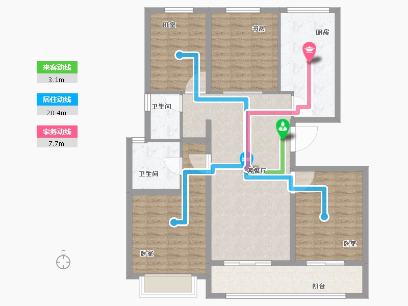 浙江省-宁波市-雅戈尔壹号-111.00-户型库-动静线