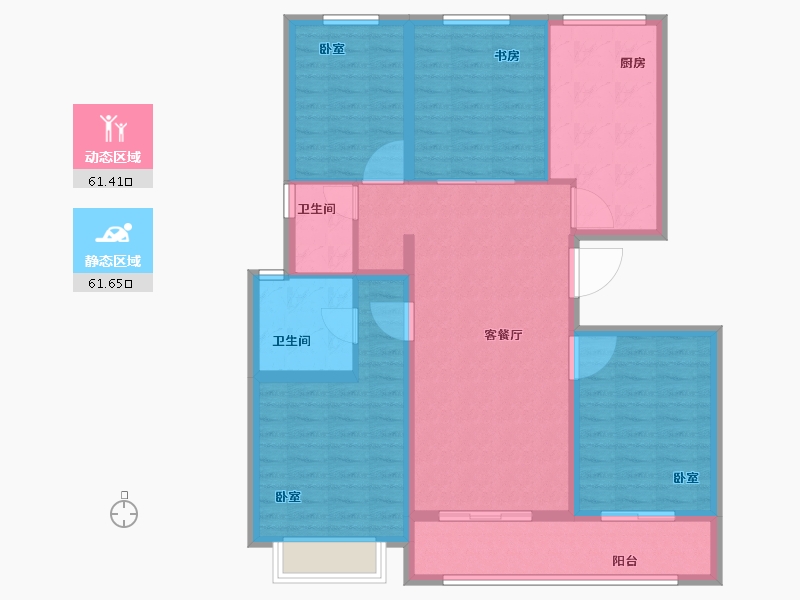 浙江省-宁波市-雅戈尔壹号-111.00-户型库-动静分区